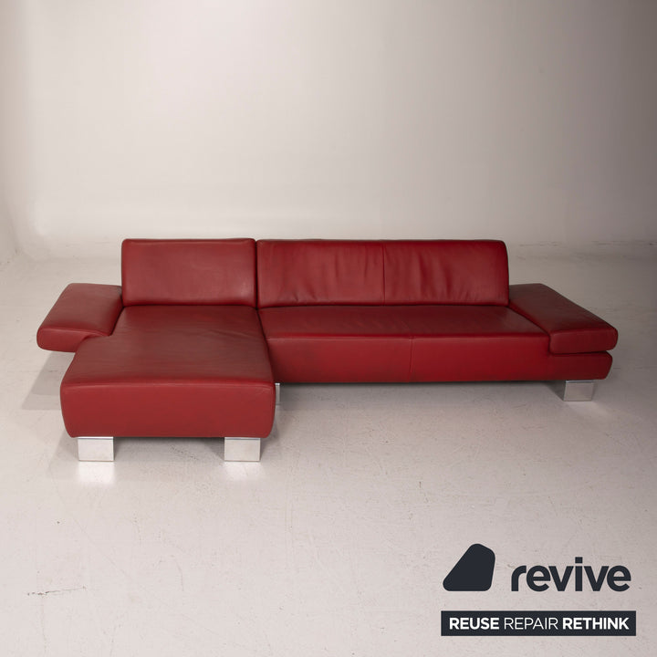 Willi Schillig Taboo Leather Corner Sofa Red Sofa #14958
