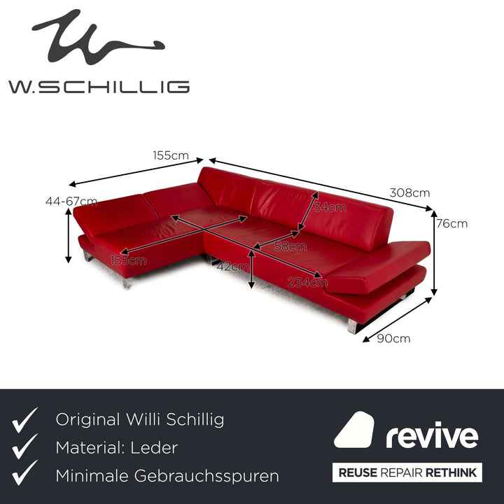 Willi Schillig Taboo Leder Ecksofa Rot Sofa Couch Funktion