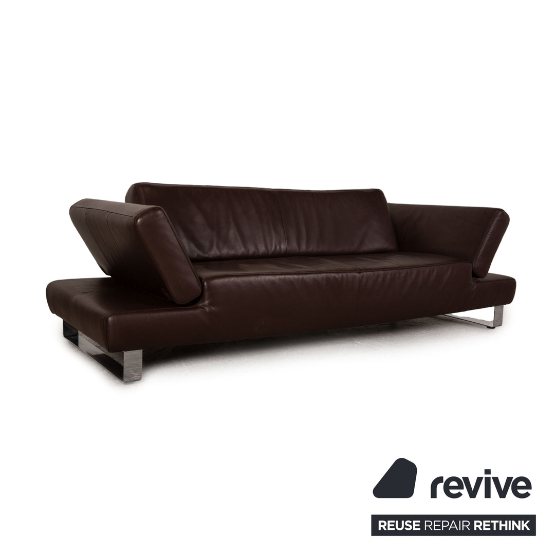 Willi Schillig Taboo Leder Sofa Braun Dreisitzer Couch