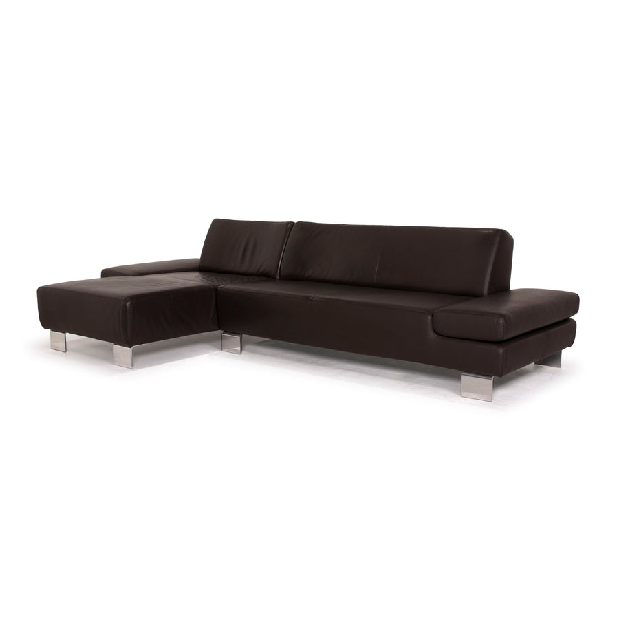 Willi Schillig Taboo leather sofa brown corner sofa three-seater function
