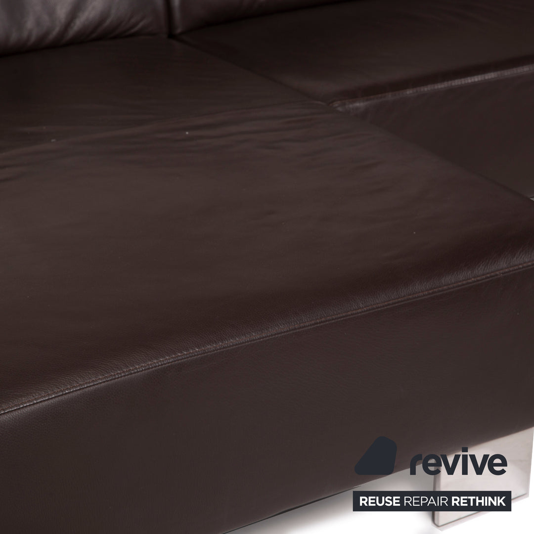 Willi Schillig Taboo leather sofa brown corner sofa three-seater function
