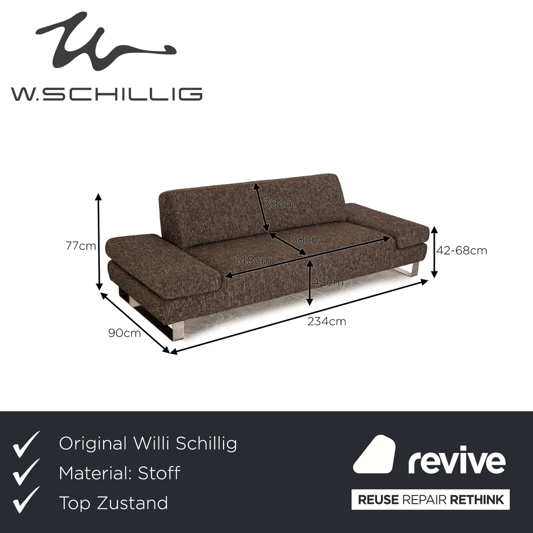 Willi Schillig Taboo Stoff Dreisitzer Grau Sofa Couch manuelle Funktion