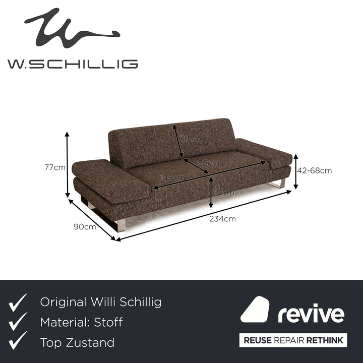 Willi Schillig Taboo Stoff Dreisitzer Grau Sofa Couch manuelle Funktion