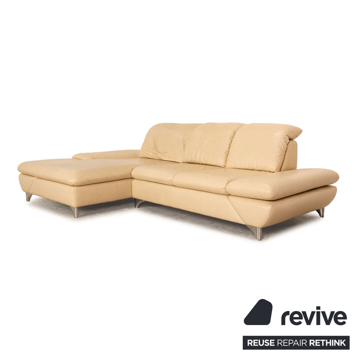 Willi Schillig Taoo Leder Ecksofa Creme Recamiere Links manuelle Funktion Sofa Couch