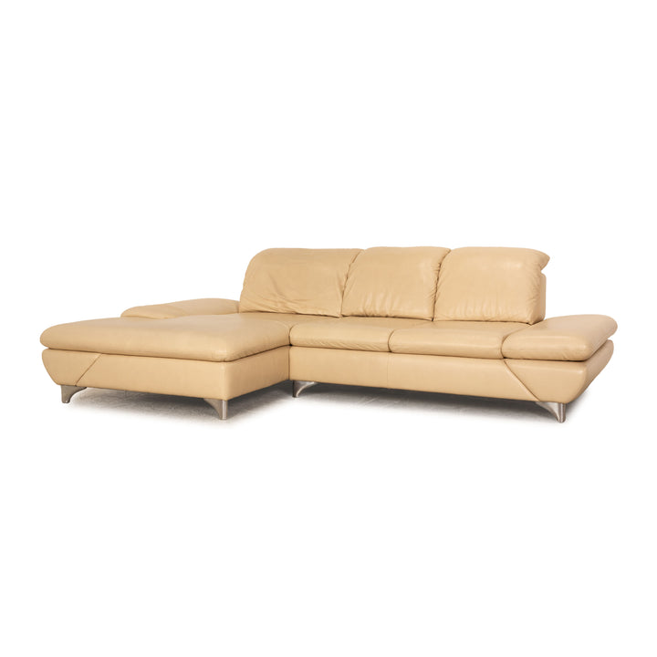 Willi Schillig Taoo Leder Ecksofa Creme Recamiere Links manuelle Funktion Sofa Couch