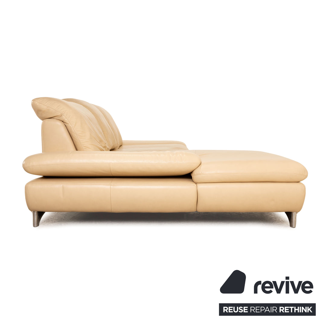 Willi Schillig Taoo Leder Ecksofa Creme Recamiere Links manuelle Funktion Sofa Couch