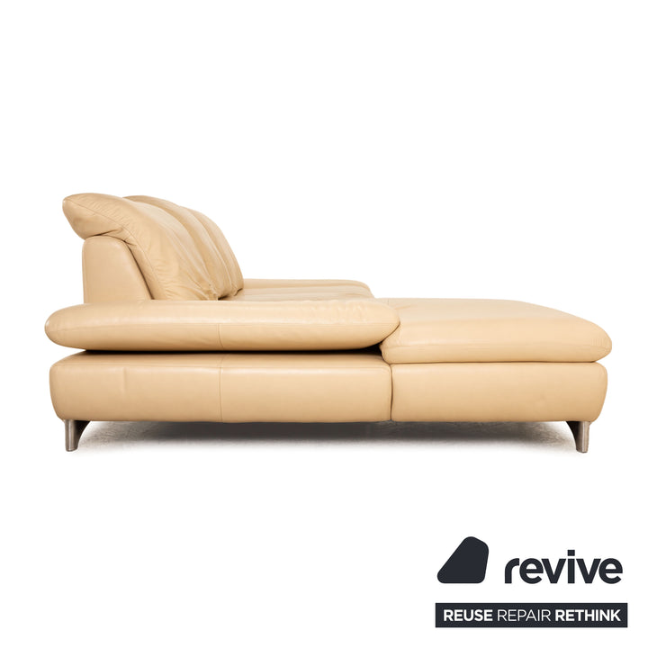 Willi Schillig Taoo Leder Ecksofa Creme Recamiere Links manuelle Funktion Sofa Couch