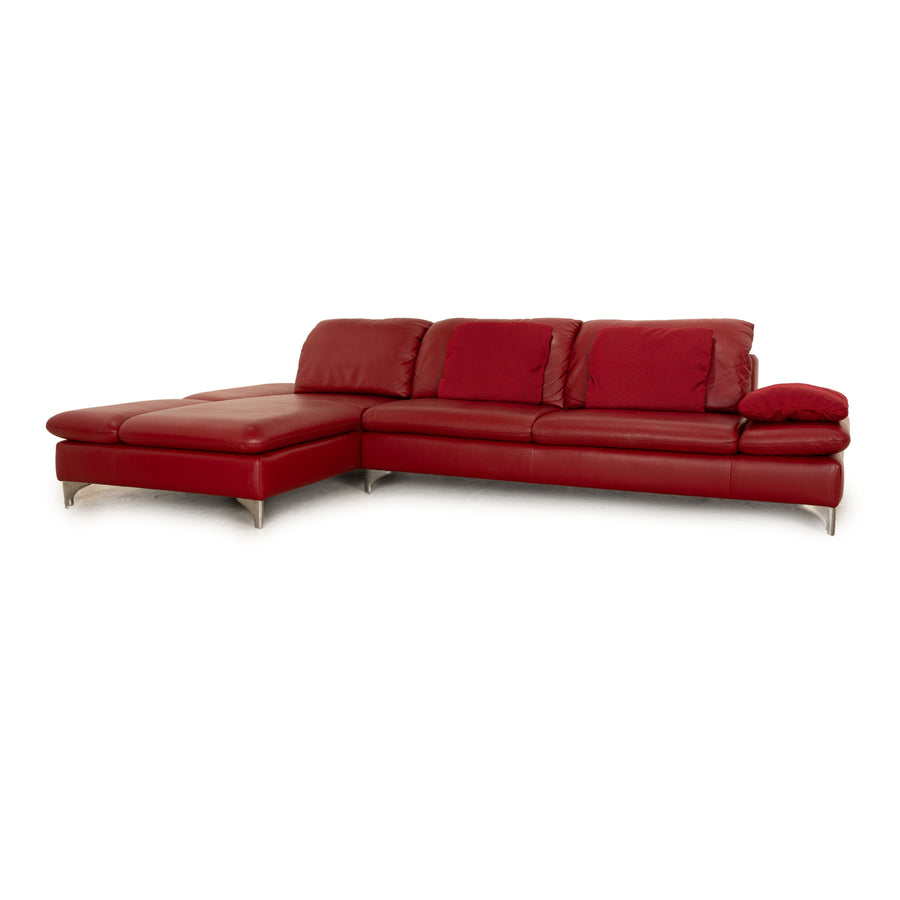 Willi Schillig Taoo Leather Corner Sofa Red Manual Function Recamiere Left Sofa Couch