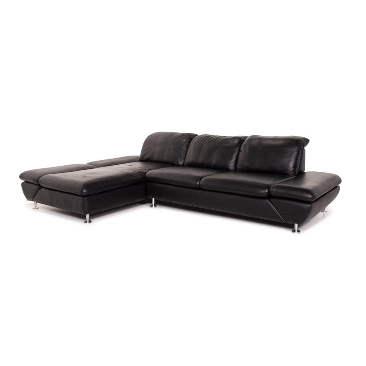 Willi Schillig Taoo Leather Corner Sofa Black Sofa Function Couch #14570