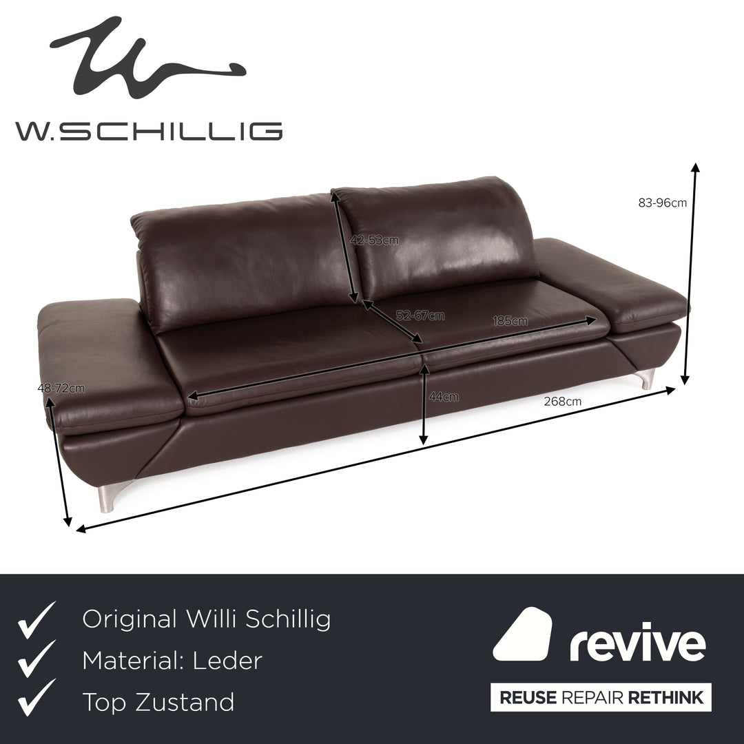 Willi Schillig Taoo leather sofa brown three-seater sofa function couch dark brown