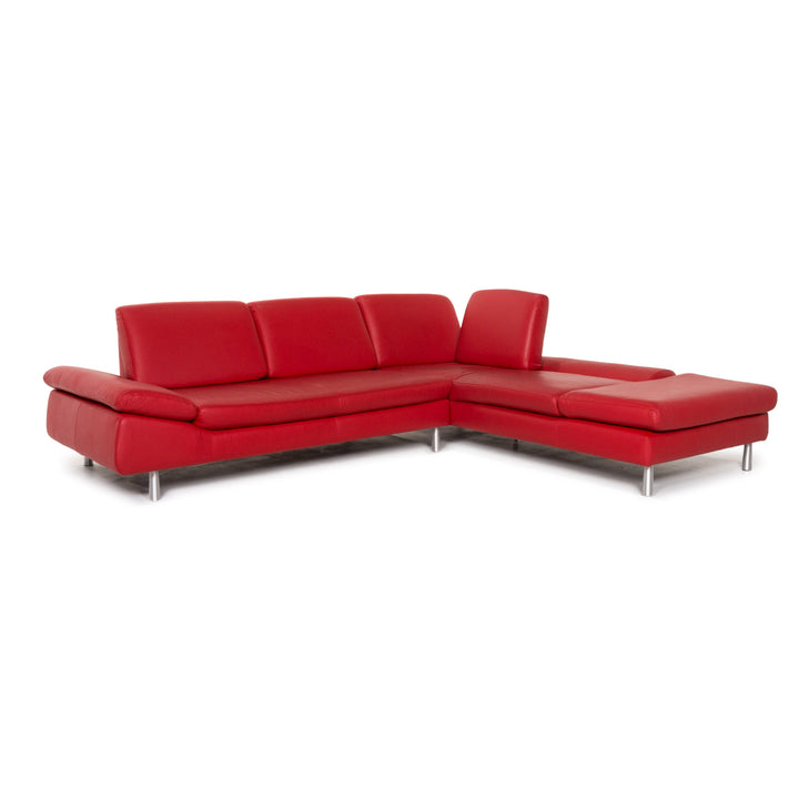 Willi Schillig Loop Leather Corner Sofa Red Function Couch #13295
