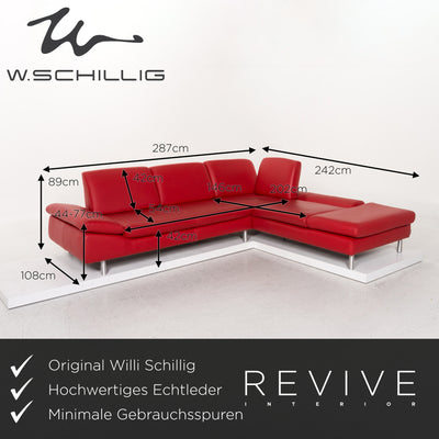 Willi Schillig Loop Leder Ecksofa Rot Funktion Couch #13295