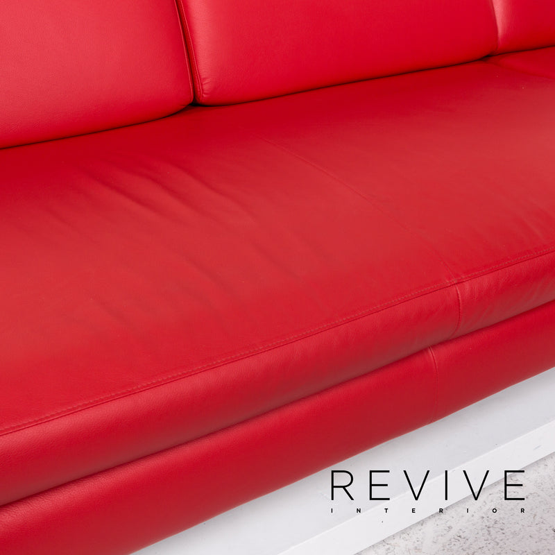 Willi Schillig Loop Leder Ecksofa Rot Funktion Couch 