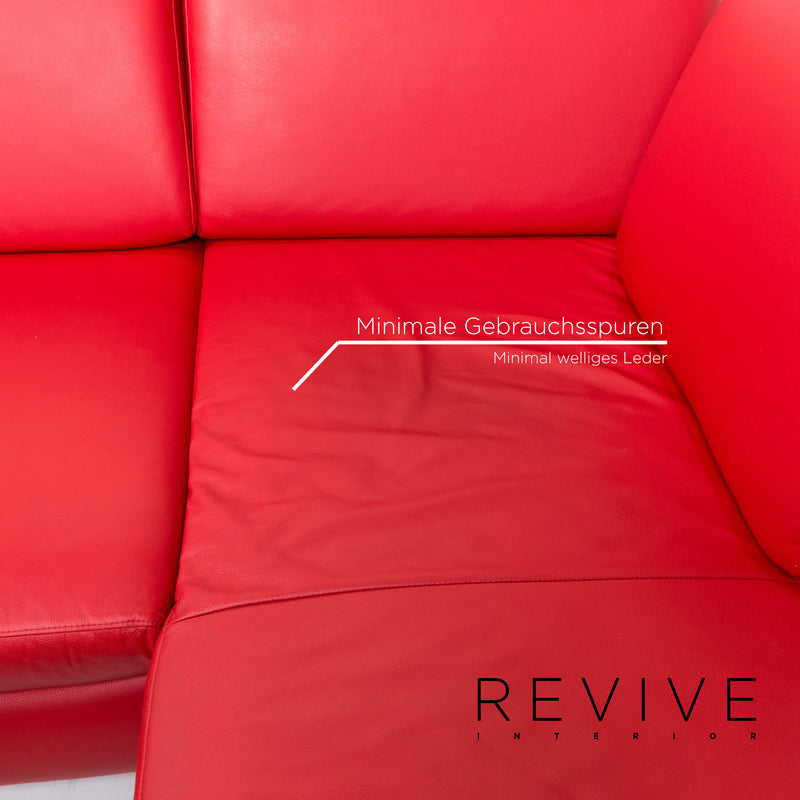 Willi Schillig Loop Leder Ecksofa Rot Funktion Couch 