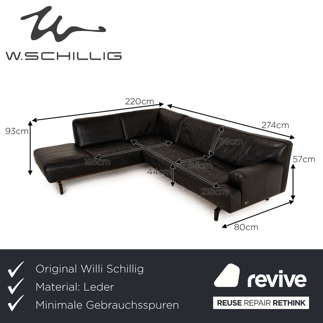 Willi Schillig Toscaa Leder Ecksofa Schwarz Sofa Couch Recamiere links