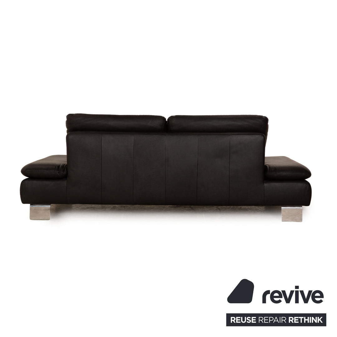 Willi Schillig Treasure PF Canapé trois places en cuir noir Fonction manuelle