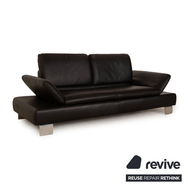 Willi Schillig Treasure PF Canapé trois places en cuir noir Fonction manuelle