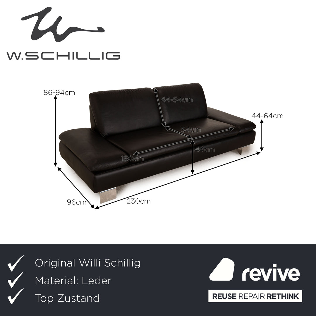 Willi Schillig Treasure PF Canapé trois places en cuir noir Fonction manuelle