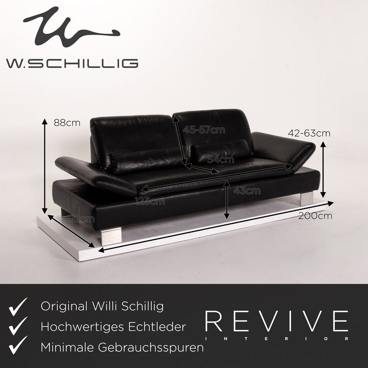 Willi Schillig Treasure PF Leder Sofa Garnitur Schwarz 1x Dreisitzer 1x Zweisitzer Funktion #13920