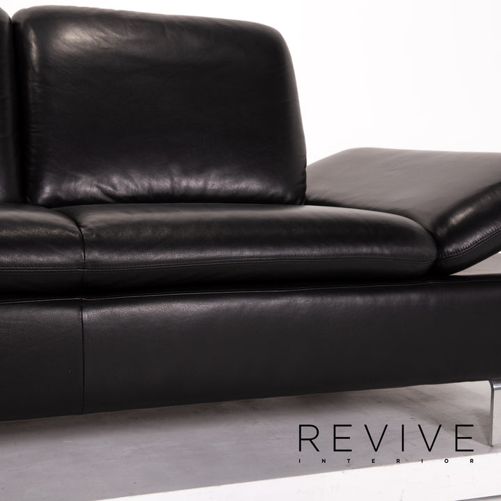 Willi Schillig Treasure PF Leder Sofa Garnitur Schwarz 1x Dreisitzer 1x Zweisitzer Funktion #13920