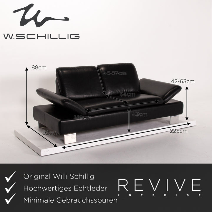 Willi Schillig Treasure PF Leder Sofa Garnitur Schwarz 1x Dreisitzer 1x Zweisitzer Funktion #13920