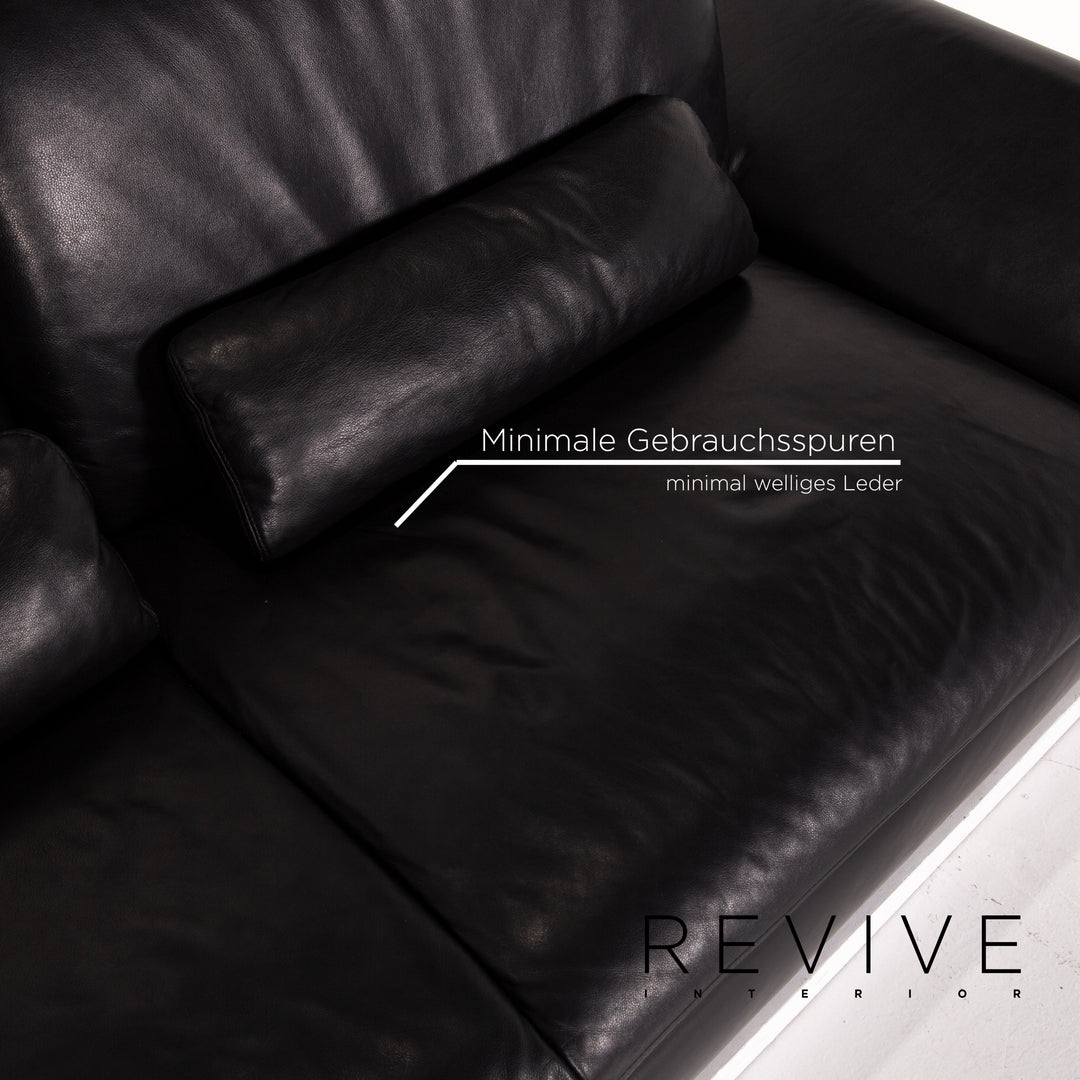 Willi Schillig Treasure PF Leder Sofa Garnitur Schwarz 1x Dreisitzer 1x Zweisitzer Funktion #13920