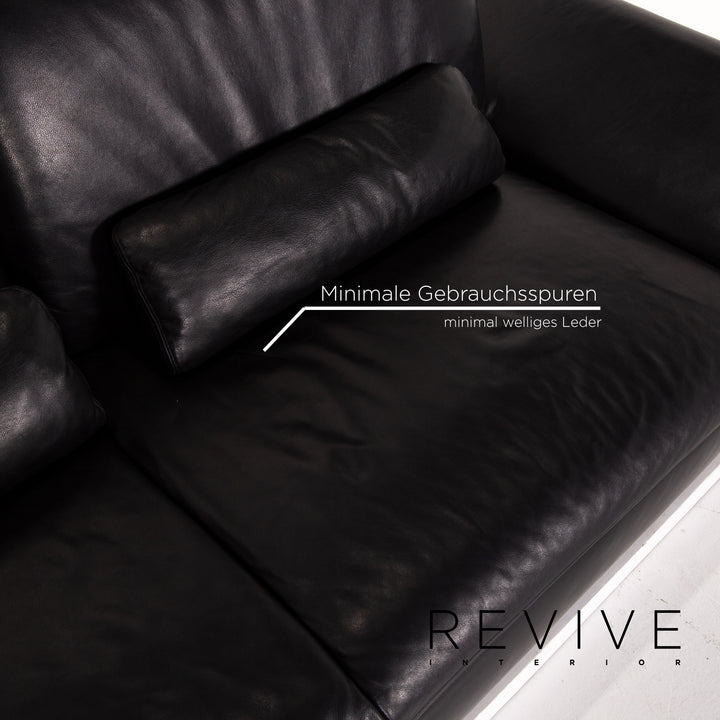 Willi Schillig Treasure PF Leder Sofa Garnitur Schwarz 1x Dreisitzer 1x Zweisitzer Funktion #13920