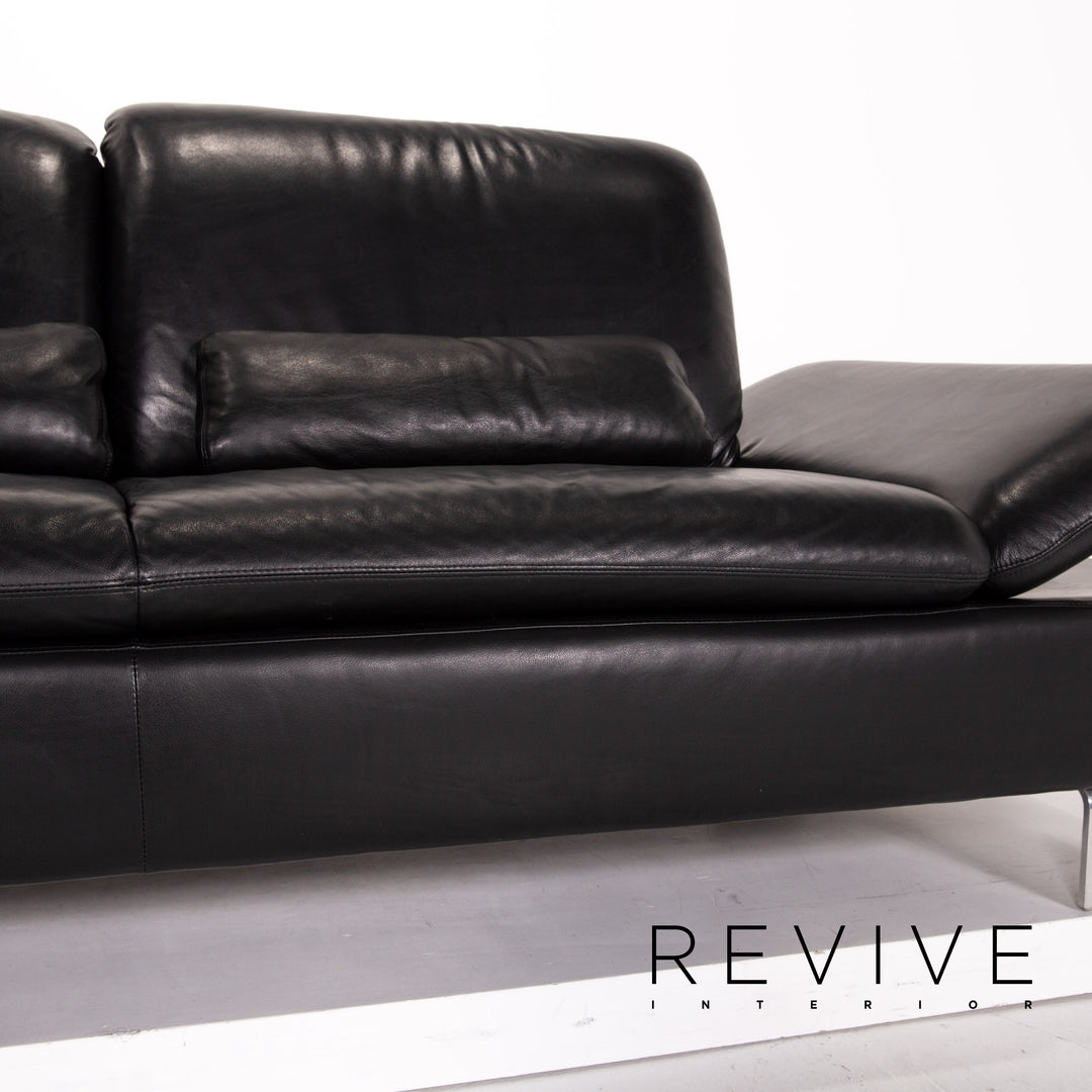 Willi Schillig Treasure PF Leder Sofa Garnitur Schwarz 1x Dreisitzer 1x Zweisitzer Funktion #13920