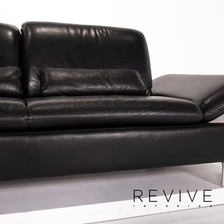 Willi Schillig Treasure PF Leder Sofa Garnitur Schwarz 1x Dreisitzer 1x Zweisitzer Funktion #13920