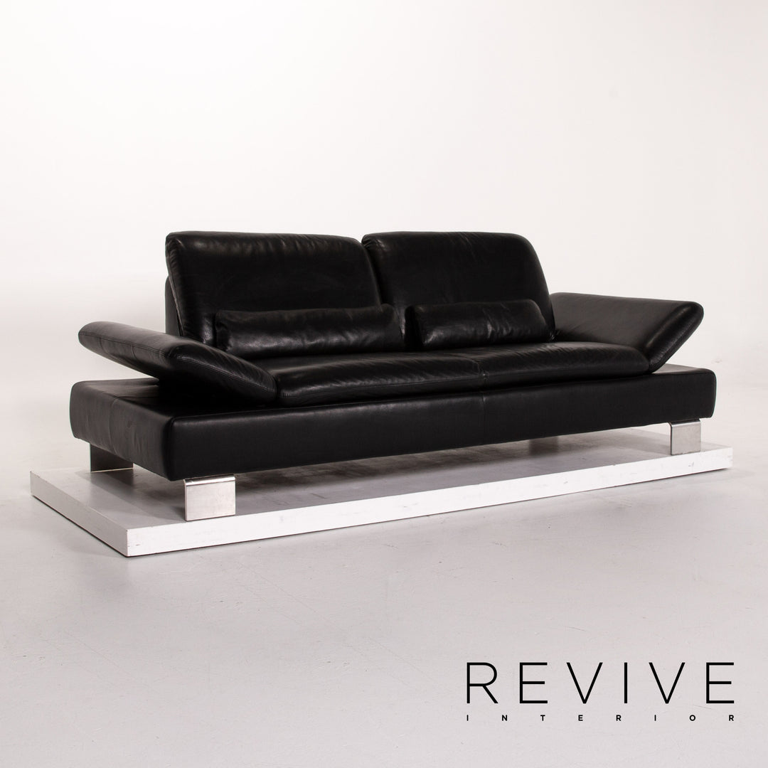 Willi Schillig Treasure PF Leder Sofa Garnitur Schwarz 1x Dreisitzer 1x Zweisitzer Funktion #13920