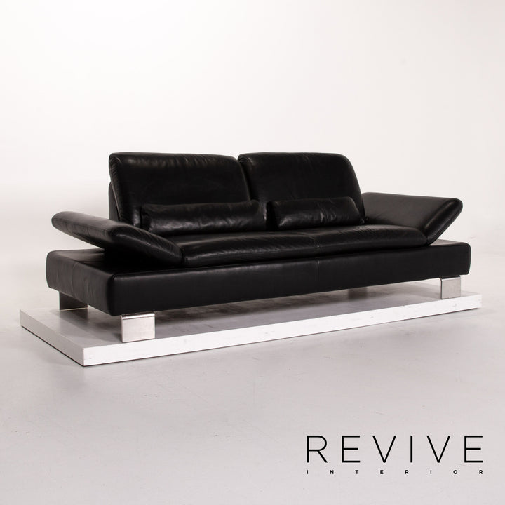 Willi Schillig Treasure PF Leder Sofa Garnitur Schwarz 1x Dreisitzer 1x Zweisitzer Funktion #13920