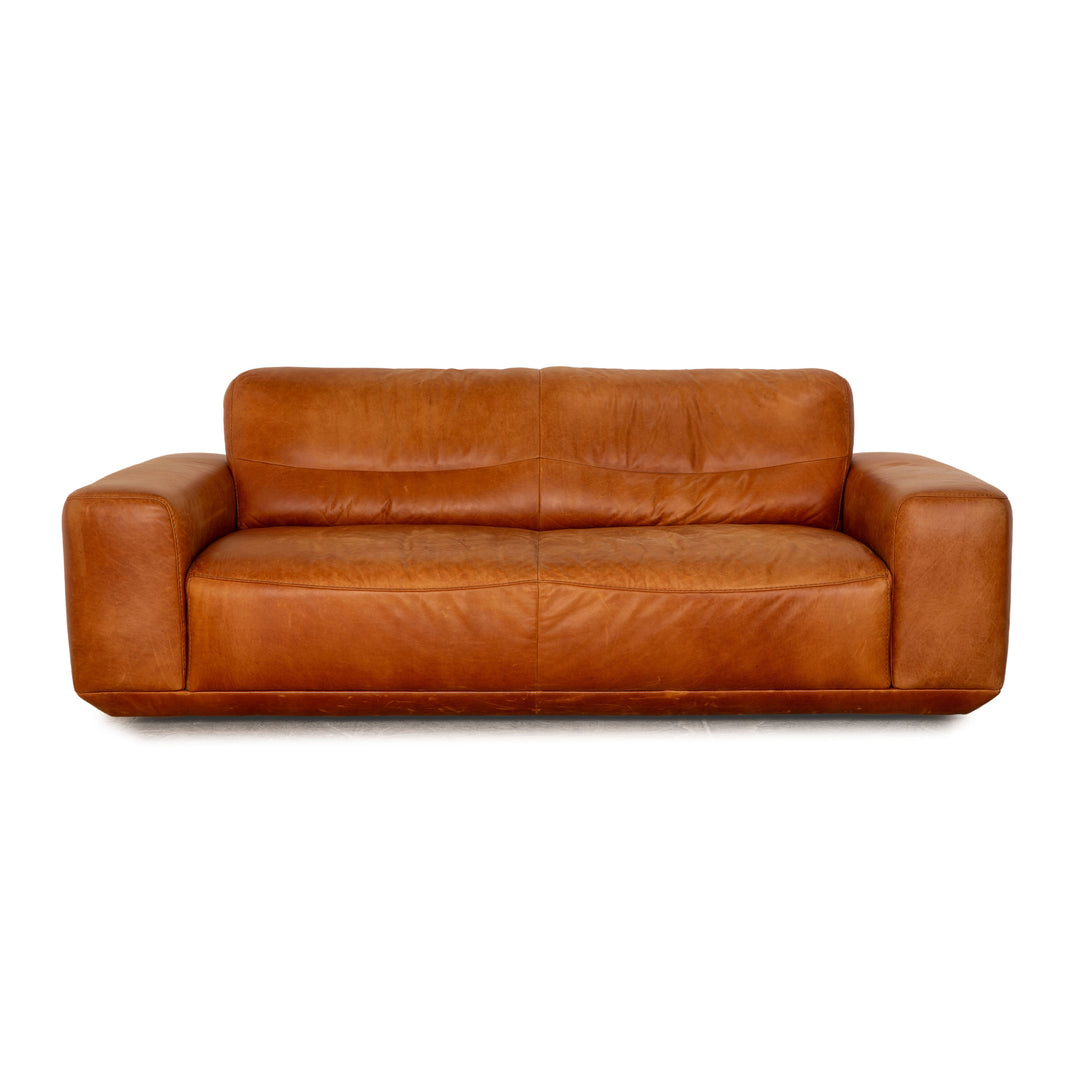 Willi Schillig William Leder Dreisitzer Braun Sofa Couch