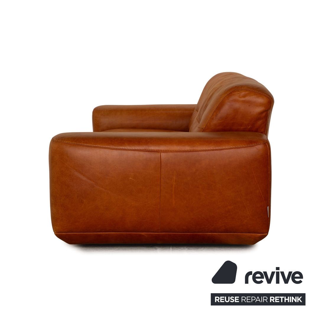 Willi Schillig William Leder Dreisitzer Braun Sofa Couch