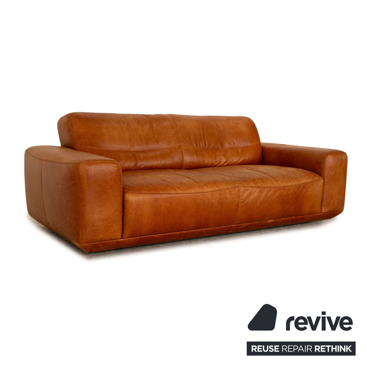 Willi Schillig William Leder Sofa Garnitur Braun Dreisitzer Zweisitzer Sofa Couch