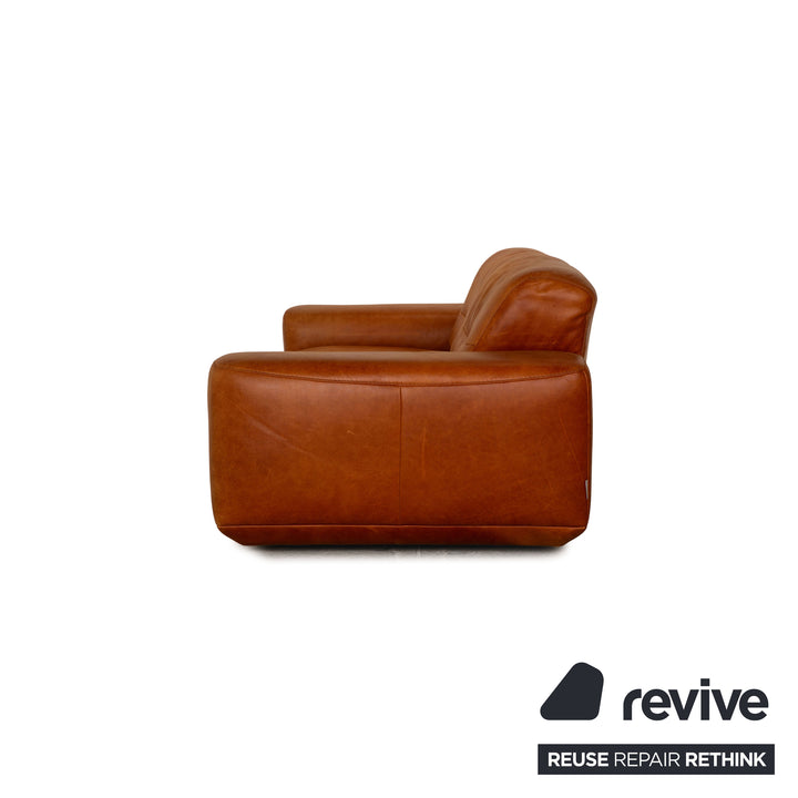 Willi Schillig William Leder Sofa Garnitur Braun Dreisitzer Zweisitzer Sofa Couch