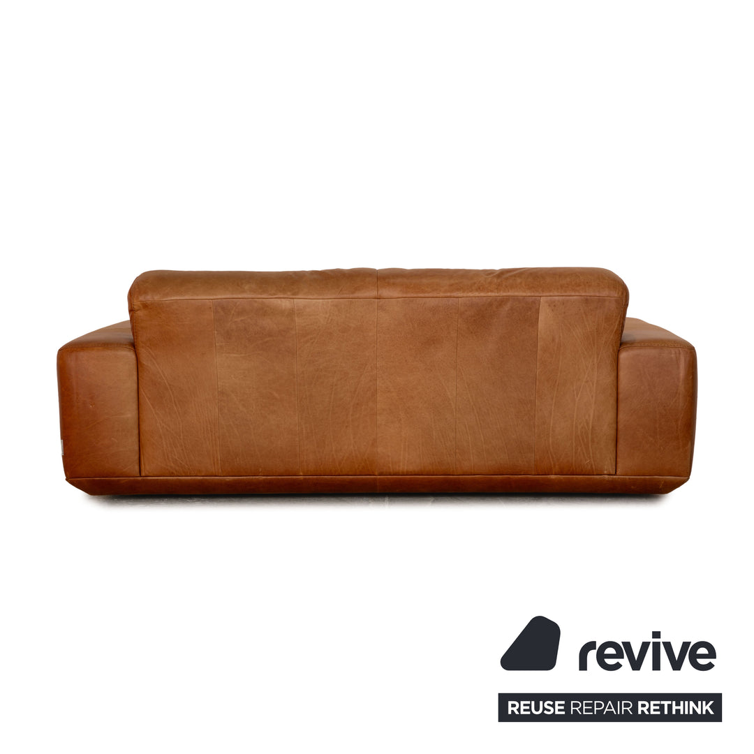 Willi Schillig William Leder Sofa Garnitur Braun Dreisitzer Zweisitzer Sofa Couch
