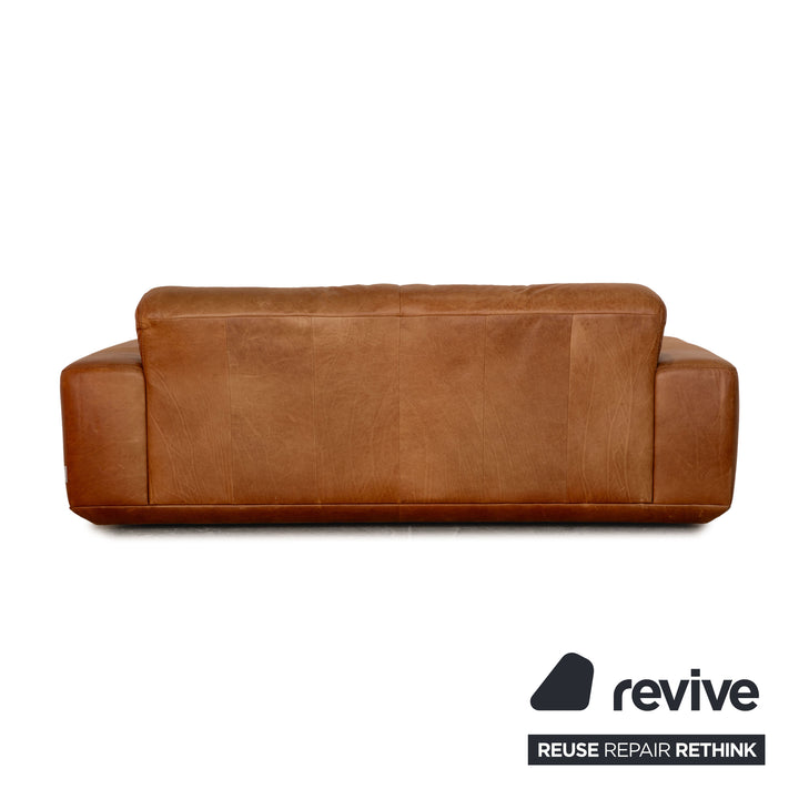 Willi Schillig William Leder Sofa Garnitur Braun Dreisitzer Zweisitzer Sofa Couch