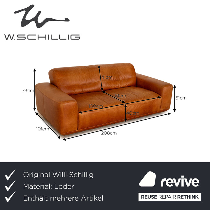 Willi Schillig William Leder Sofa Garnitur Braun Dreisitzer Zweisitzer Sofa Couch