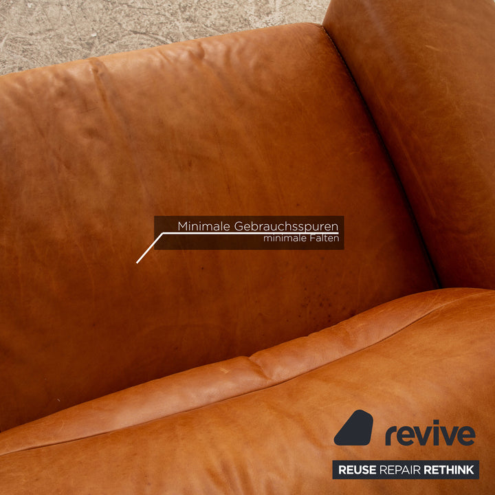 Willi Schillig William Leder Sofa Garnitur Braun Dreisitzer Zweisitzer Sofa Couch