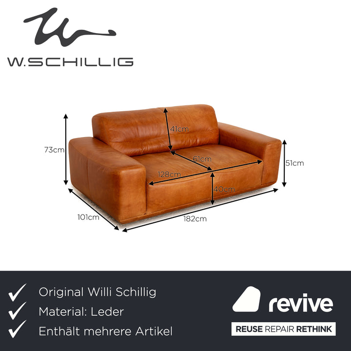 Willi Schillig William Leder Sofa Garnitur Braun Dreisitzer Zweisitzer Sofa Couch