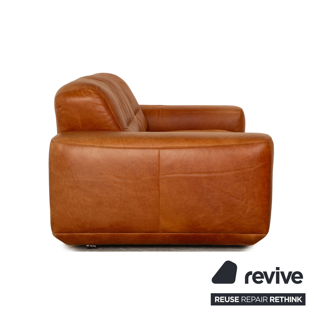Willi Schillig William Leder Sofa Garnitur Braun Dreisitzer Zweisitzer Sofa Couch
