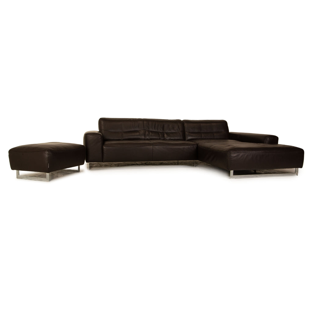 Willi Schillig William ensemble de canapé en cuir marron canapé d'angle tabouret canapé