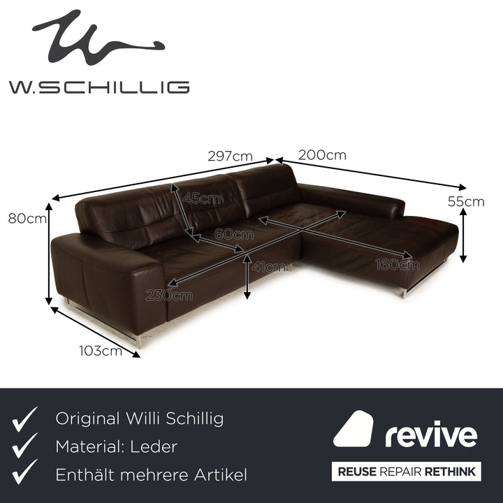 Willi Schillig William ensemble de canapé en cuir marron canapé d'angle tabouret canapé