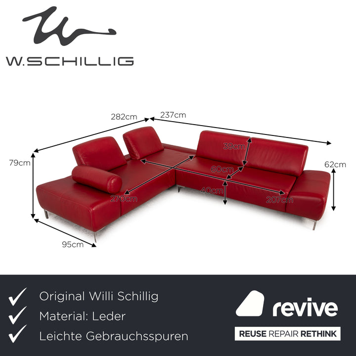 Willi Schllig Leder Ecksofa Rot Sofa Couch Funktion