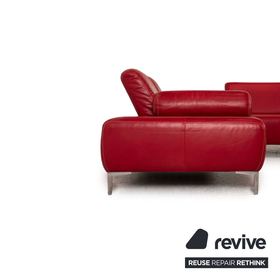Willi Schllig Leder Ecksofa Rot Sofa Couch Funktion