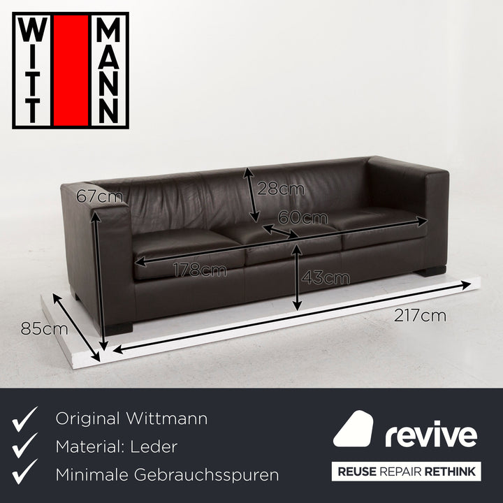 Wittmann Camin leather sofa brown three-seater #12930
