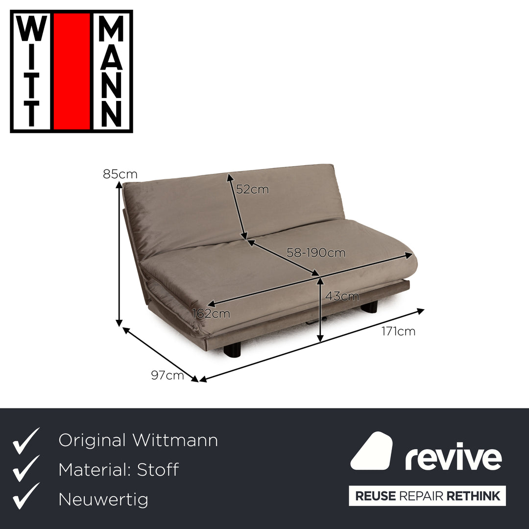 Wittmann Colli Stoff Zweisitzer Grau Sofa Couch Schlafsofa Funktion Neubezug
