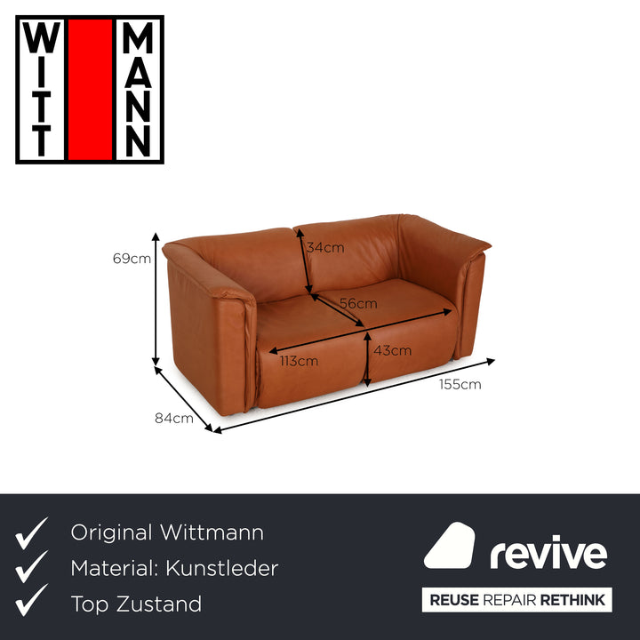 Wittmann high beret faux leather sofa brown two-seater couch sofa new cover textile leather
