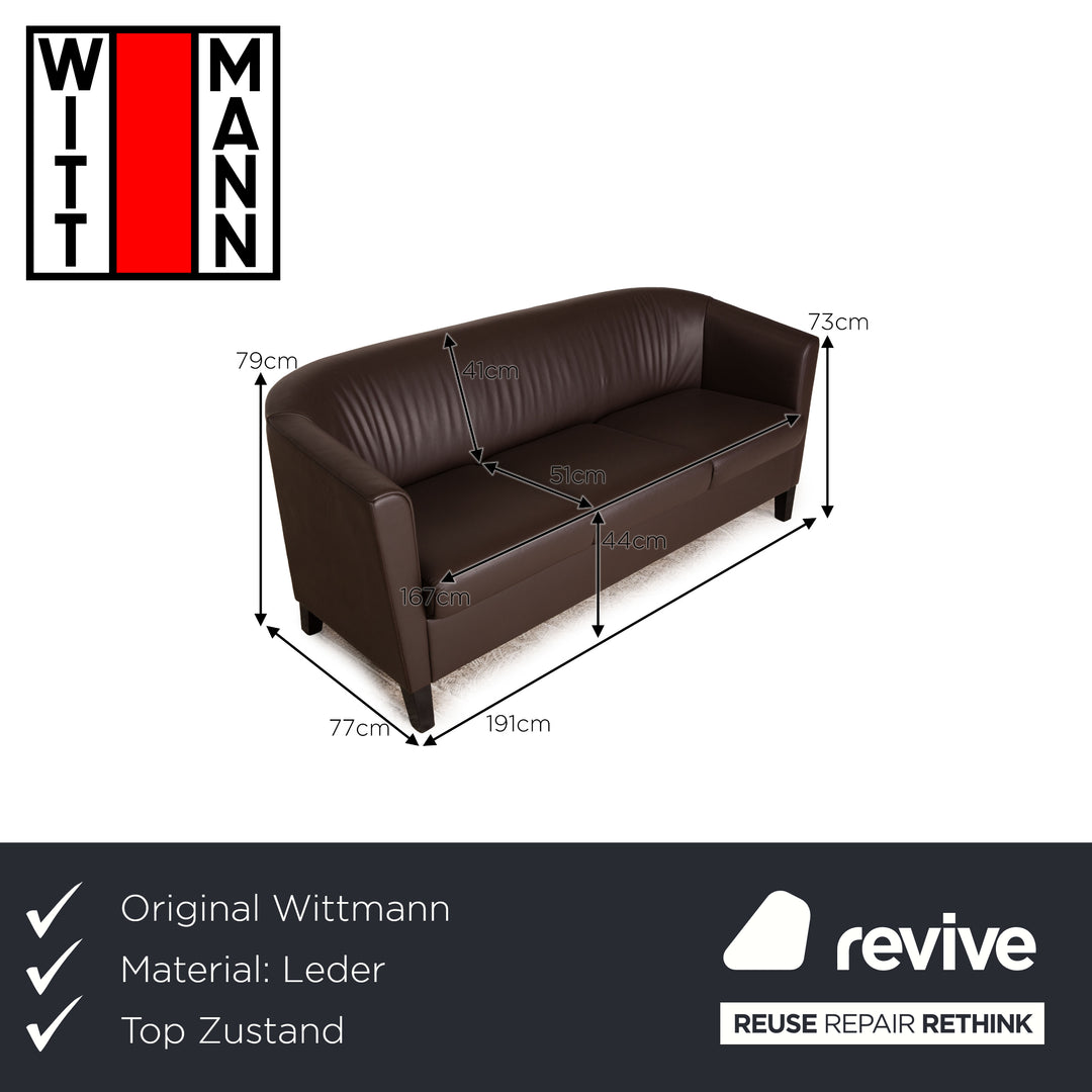 Wittmann Leder Dreisitzer Schwarz Sofa Couch