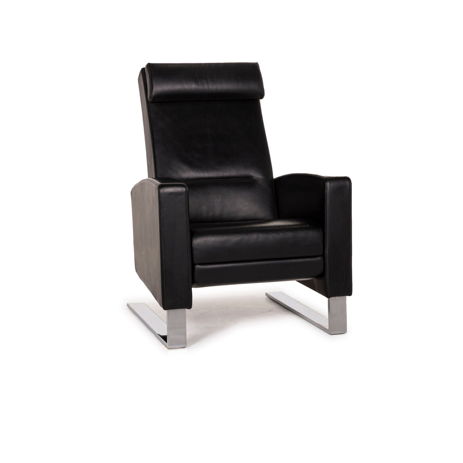 Wittmann Lindberg Leather Armchair Black Relaxation function including pillow